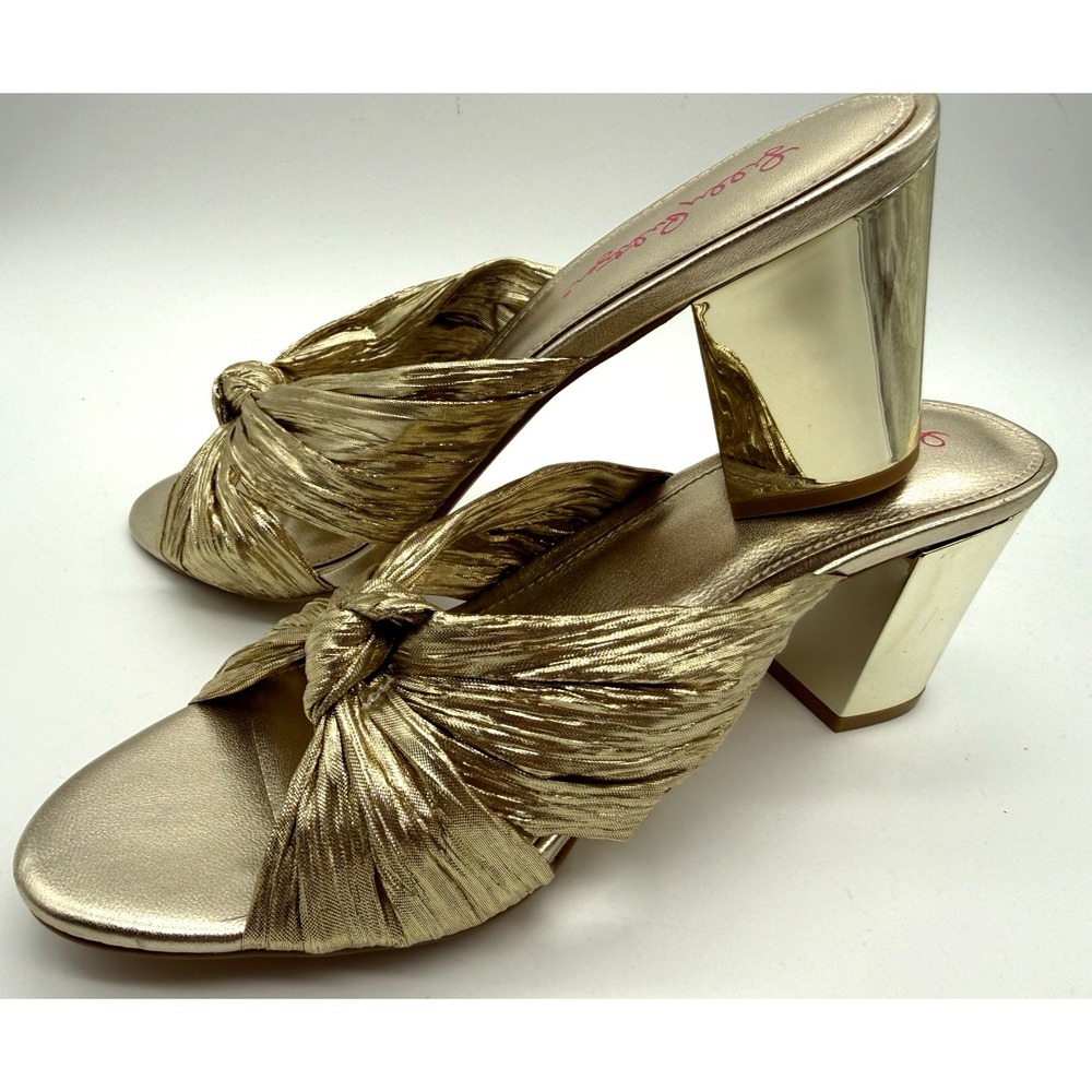 Lilly Pulitzer Women's Gold Metallic Sheena Slide Block‎ Heel Sandals Size 9